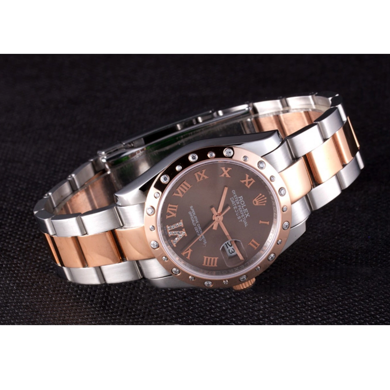 AAA replica watch Bezel Dial 7465 Brown Datejust Rolex Diamond 0726